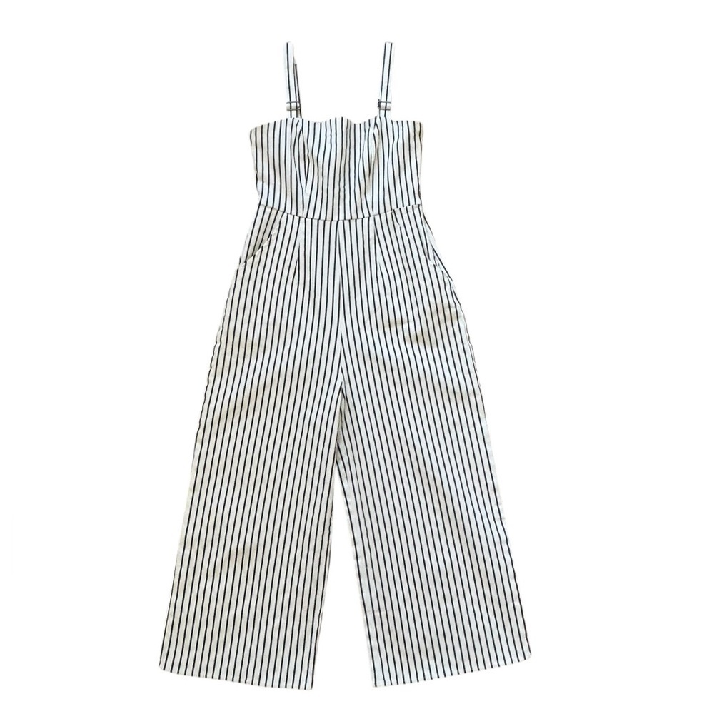 Pinstriped Cropped Jumpsuit